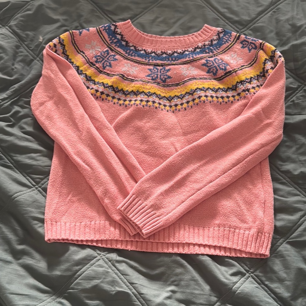 Epic Threads Pink and Blue Crew Neck Sweater